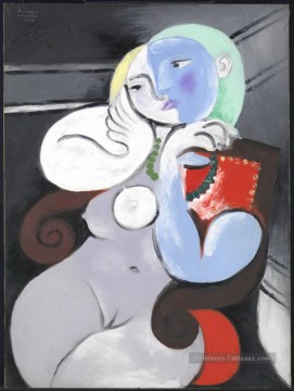 Picasso Tableau - Femme nue dans un cubisme rouge de fauteuil Pablo Picasso